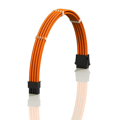 Image of LINKUP - AVA 50cm EPS 8 Pin (4+4) CPU ATX Motherboard PSU Power Supply Braided Sleeved Custom Mod PC Extension Cable w/Combs | Strong & Stiff Design | Single Pack | 500mm - Orange
