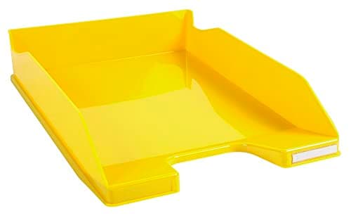 Image of Exacompta - Ref 113289D - Iderama Collection - Letter Tray Combo Midi - 347 x 255 x 65mm in Size, Suitable for A4 Documents, Stackable, Holds Approx. 500 Sheets - Yellow Glossy