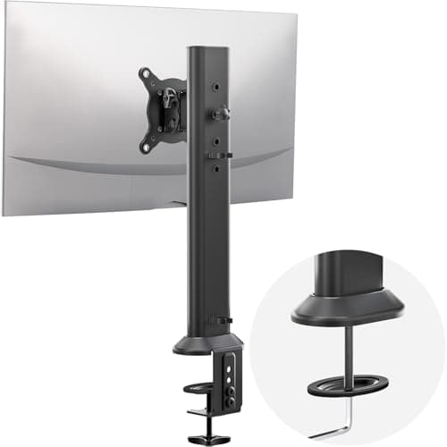 Image of HEMUDU Single Desk Monitor Arm Mount Stand Fit for 13 inch to 32 inch Flat Curved Computer Screen with Swivel, Height Adjustable, Rotation,Holds up to 35KG, Black
