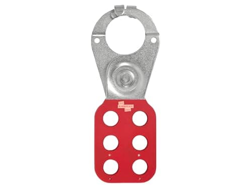 Image of The Workplace Depot Lockout Hasp with Optional Security Wrap Hook – Steel Safety Hasp with 6-Padlock Capacity, 25mm or 38mm Jaw Options, Industrial Maintenance (with Wrap Hook, 25mm Jaw)