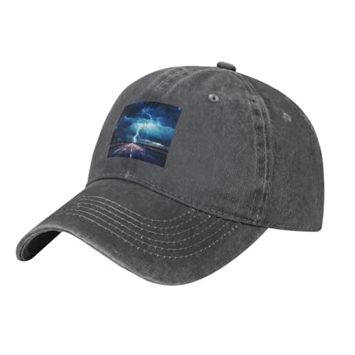 Image of WHJSSF Black Adult Baseball Cap Hat Lightning in a Flash Picture for Men and Women Sports Travel use, Deep Heather, One size