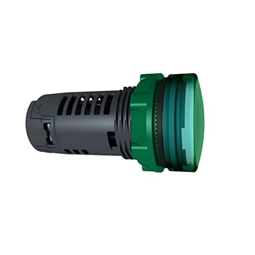 Image of Schneider Electric Harmony XB5 - Monolithic Pilot Indicator Light, Plastic, Plain Lens, Integral LED, Industrial Control, 22 mm Mount, 24 V AC/DC, XB5EVB3, Green