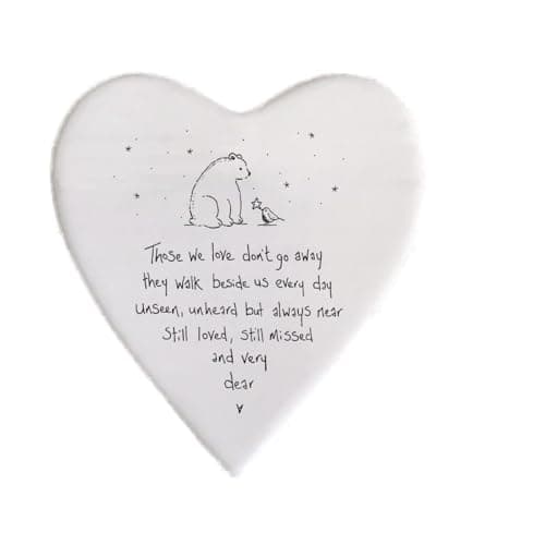 Image of East of India Heart coaster- "Those we love don’t go away" Porcelain Heart Coaster Gift