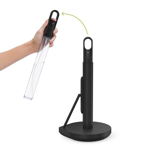 Image of simplehuman Kitchen Roll Holder with Spray Pump, Free Standing, Easy One Sheet Tear, Weighted Base (Fits Kitchen Rolls Measuring 23-28cm), Matte Black Steel, KT1200