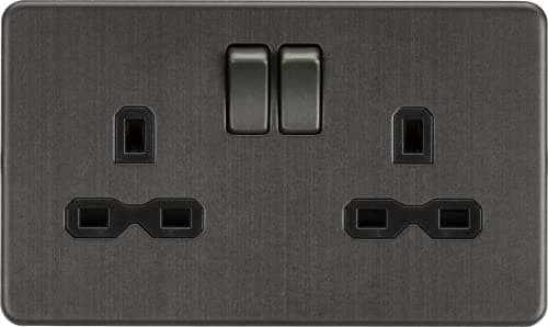 Image of Knightsbridge Screwless 13A 2G DP switched socket,Smoked Bronze