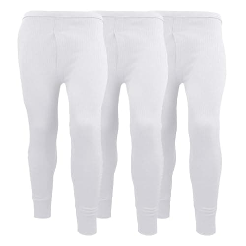Image of Pack of 3 Mens Thermal Underwear Trousers Long Johns Base Layer Extreme Hot Brushed Inside Ultra Soft Trousers Leggings Pants White