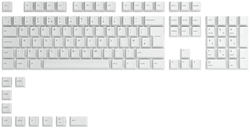 Image of Glorious Gaming 115x GPBT Keycaps - Cherry Profile, Super Durable PBT Plastic, Eye Catching Aesthetics, Superior Sound, Original Typeface, English UK Layout - Arctic White