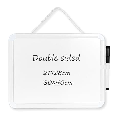 Image of DOLLAR BOSS Small Whiteboard A3 White Board Double Sides Magnetic Dry Erase Board, 30 x 40cm Portable Mini Whiteboard Dry Wipe Board for Wall, Fridge & Door Hanging Sticking Desk Whiteboard