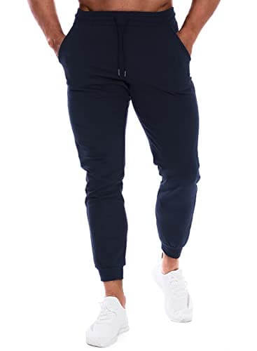 Image of HOOD CREW Men’s Joggers Slim Fit Sweatpants Casual Running Sports Trousers with Pockets Navy