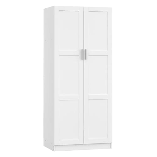Image of Panana 2 Door Wardrobe Double Wardrobe Closet with Storage Shelf & Hanging Rail Bedroom Furniture, 72 x 47 x 169cm, White