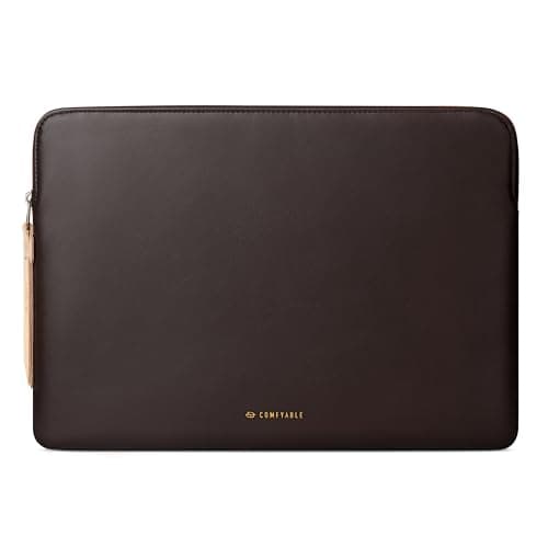 Image of Comfyable Slim Laptop Sleeve Compatible with 13 Inch MacBook Air M5 2026 M4 M3 M2 M1 & 13" MacBook Pro/Neo A18 A3404, PU Leather Bag Waterproof Cover Case, Chocolate