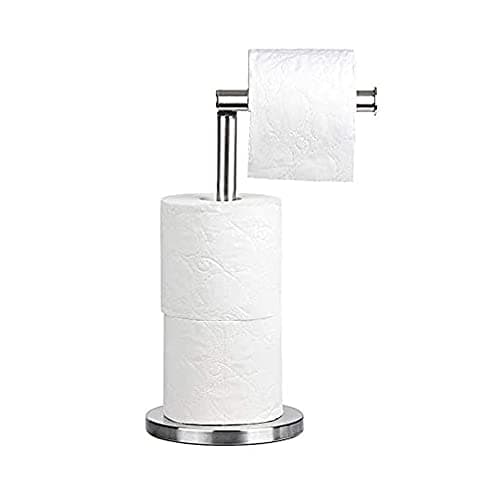 Image of TMZ® CHROME SWIVEL MINI STANDING TOILET ROLL HOLDER WITH EXTRA ROLLS STORAGE 32x16x16 cm , shiny.