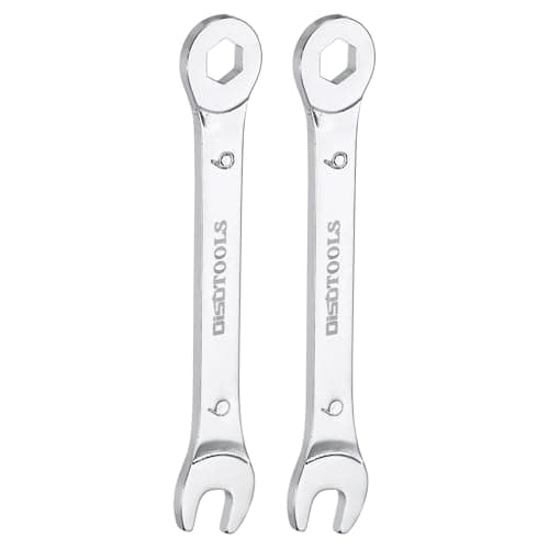 Image of sourcing map 2Pcs Thin Combination Wrench Metric 6mm 6-Point Ended Box 15 Degree Offset Open End CR-V Chromes Plated Steel, Silver