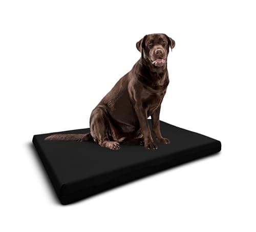 Image of Crescent Textile Memory Foam Dog Bed Cushion Orthopaedic Soft Flat Pet Bed Cushion Mat Waterproof with Washable & Removable Zipped Cover Gifts for Dog (Medium (90 x 60 x 5cm), Black)