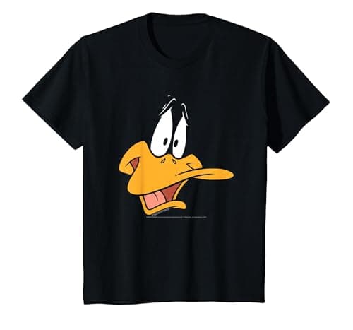 Image of Looney Tunes Daffy Duck Face Camiseta T-Shirt, Youth, Black, 3T