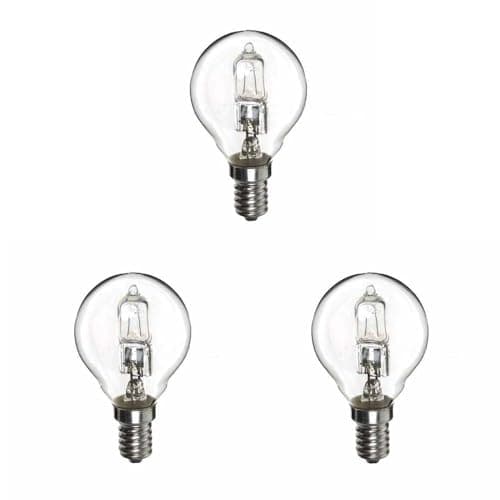 Image of Swan Lightbulbs Low Energy Halogen Golf Ball Bulbs, 18W, E14 Small Edison Screw, Clear, Pack of 3