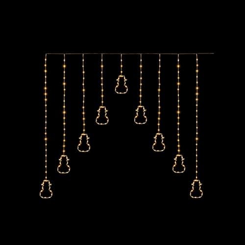 Image of Premier Snowman Christmas Window Curtain Light - Window String Light Decoration – Warm White LEDs - 1.2m Curtain Light - Indoor and Outdoor Snowman Christmas Light Decoration.