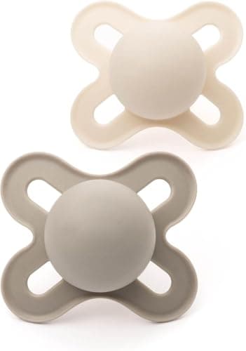 Image of MAM Original Start Soothers | 0-2 Months | 2 Pack | Newborn Dummies | Comes in Dummy Steriliser Case | Sustainable Materials | Baby Accessories for Newborn | Cream/Grey (Various Designs)