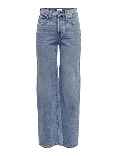 Image of ONLY Women's Onlhope Ex Hw Wide Dnm Ana345 Noos Jeans, Light Blue Denim, 32W 32L UK