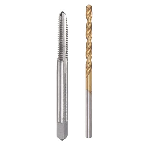 Image of sourcing map 6-32 UNC Straight Flute Thread Tap and 2.8mm Twist Drill Bit Set, Titanium Plated 6542 High Speed Steel Drilling Bit Machine Threading Tap