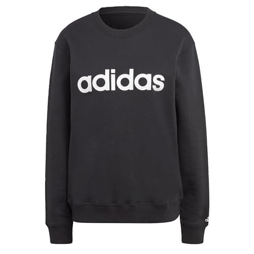 Image of adidas Women's Essentials Linear French Terry Sweatshirt, Black/White, S