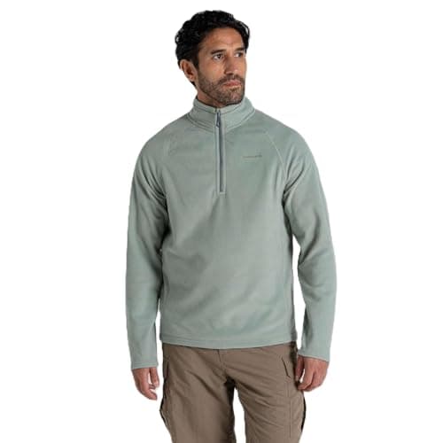 Image of Crag hoppers Men's Corey VI Half Zip Fleece Lightweight Insulating Top, Soft Sage, S