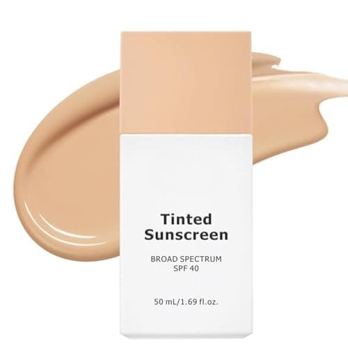 Image of Tinted Sunscreen for Face SPF40| Korean Moisturising Fluid with SPF 40| Broad Spectrum Mineral Sunscreen with Zinc Oxide|Reef-Safe & Broad Spectrum UVA/UVB Protection | Korean Skincare 50ml, (S-110)