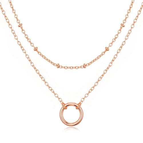 Image of Philip Jones Rose Gold Plated Double Layered Circle Necklace