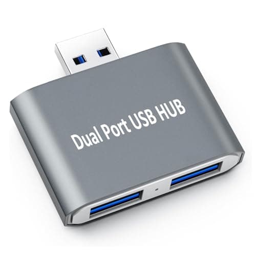 Image of Herfair USB Hub,USB Expander,2 Ports USB Hub Adapter Ultra Slim Portable High Speed USB 3.0 Male to 2 USB 3.0 Female Splitter Extension Convertor for Laptop, MacBook,Desktop PC(Gray)