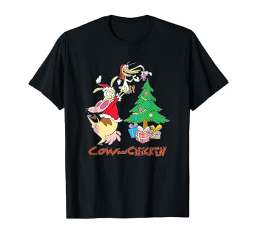 Image of Cartoon Network Cow And Chicken Christmas Tree T-Shirt