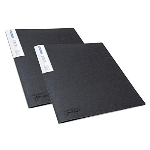 Image of Rapesco 1643 Presentation Folder with Antibacterial Protection, 20 Pockets, A4, Black, Pack of 2