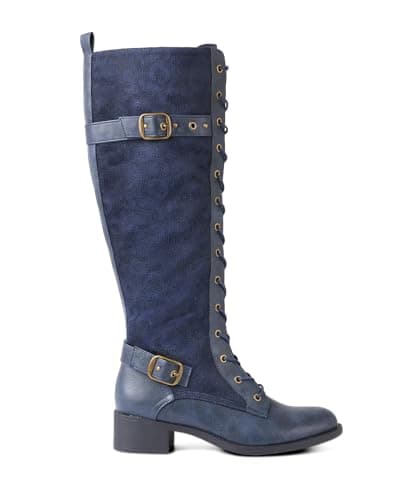 Image of Joe Browns Women's Leopard Print Lace Up Riding Boots, Regular, Blue, UK 3