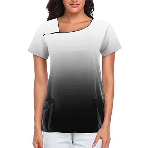 Image of Generic Uniforms Women UK Dog Grooming Work Tops Care Work Shirt Plus Size Beauty Tunic Spa Nail Salons Black Scrubs for Women Petite Work Tunics with Pockets for Women Uniform Pink