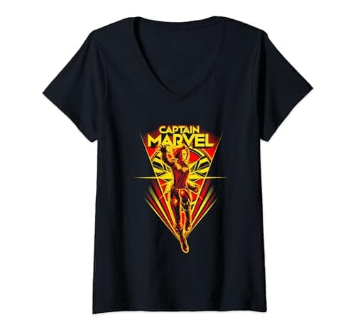Image of Womens Captain Marvel Flying V V-Neck T-Shirt