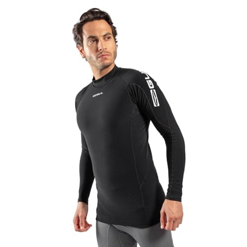 Image of Gul Mens Evotherm Thermal Long Sleeve Fl Black - Thermal Warm Heat Layer Layers UV Sun Protection and SPF Properties