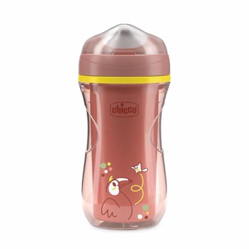 Image of Chicco Active Cup Non-Drip Plastic Kids Cup 266 ml, 14+ Months for Learning to Drink with Ergonomic Spout and Easy Sip Valve BPA-Free Pink