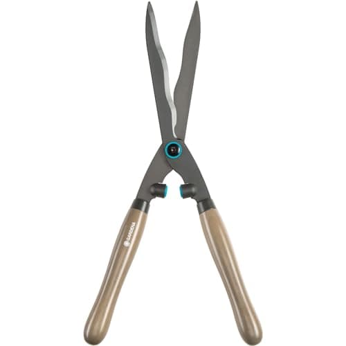 Image of Gardena NatureCut hedge trimmers: durable garden shears for cutting hedges and thicker twigs, 23 cm, blades with non-stick coating, ergonomic wooden handles (12300-20)