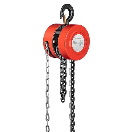 Image of SPECSTAR Manual Hand Chain Hoist 1250kg Capacity 3m with Steel Chains and Double Safety Hooks Industrial Chain Fall Block for Garage Construction Factory Machinery Lifting