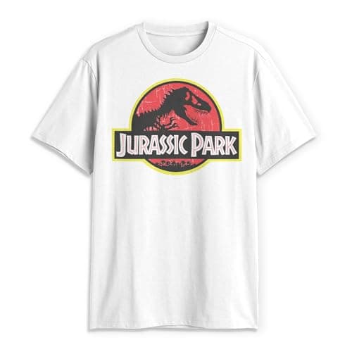 Image of Jurassic Park Men's Classic Movie Logo T-Shirt, White, S