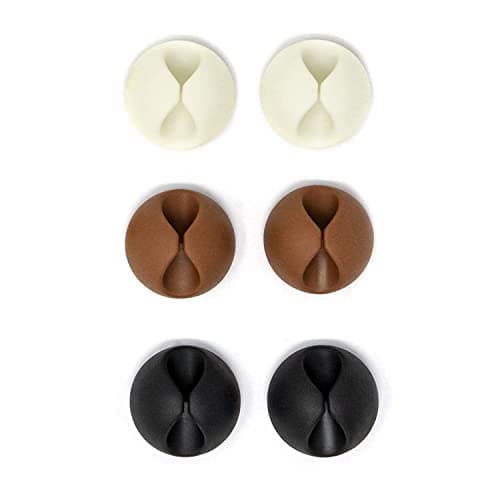 Image of Betron Self-Adhesive Cable Organiser Clips 6 Pack – Silicone Wire Holders for Desk, TV & USB Cords, Multi-Colour