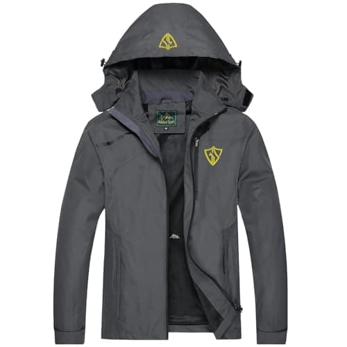 Image of Ginsiom Mens Waterproof Jacket, Outdoor Rain Coat Lightweight Windbreaker for Hiking Running Golf Mountain（Grey,XL
