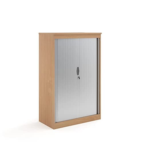 Image of Mr Office Furniture Ltd Systems horizontal tambour door cupboard 1600mm high (Beech)