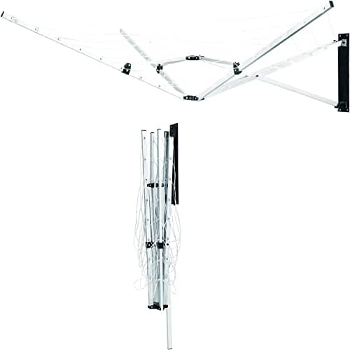 Image of Sizi Ltd Heavy Duty 5 Arm 26m Wall Mounted Aluminium Rotary Airer Garden Washing Clothes Line Dryer Outdoor