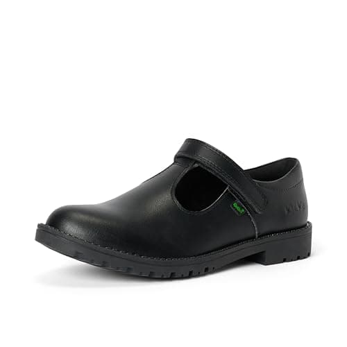 Image of Kickers Girl's Lachly T-Bar School Shoes, Black, 2 UK