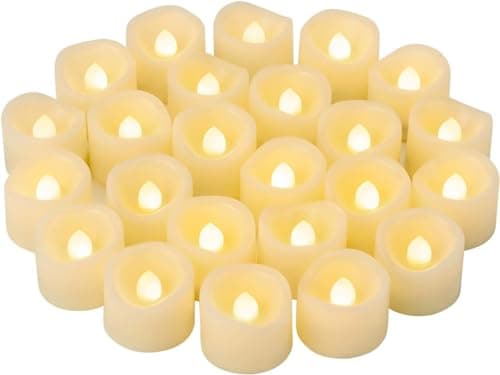 Image of 24 PCS LED Flameless Flickering Tea Lights Votive Candle Battery Operated/Electric Flicker LED Tealight Bulk Fake Candles for Halloween Christmas Wedding Party Decorations etc.(Warm White)