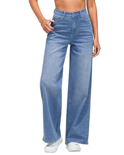 Image of Vetinee Blue Jeans High Waisted Jeans Women Cool Blue Size Large Fits UK Size 16 - UK Size 18
