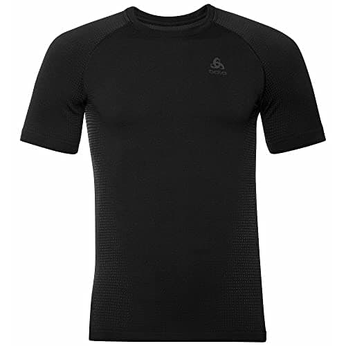 Image of Odlo Men Functional Underwear Short Sleeve Shirt PERFORMANCE WARM ECO, black - new odlo graphite grey, L
