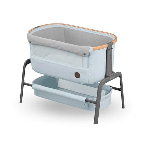 Image of Maxi-Cosi Iora Co-Sleeper Crib, Foldable Baby Bedside Crib, 0–6 Months, max 9 kg, 4 Incline & 5 Height Positions, Easy Slide, Comfortable Mattress, Large Basket, Easy to Carry, Essential Grey