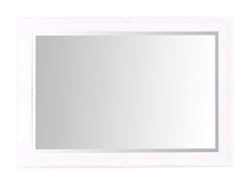 Image of Select Mirrors Rhone Mirror - Large French Antique, Rococo Baroque Style, Chic Wall Mirror -70cm x 100cm (White Matt)