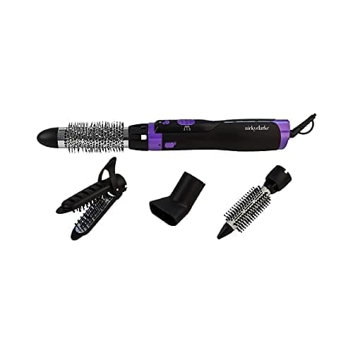 Image of Nicky Clarke 1000W 4-in-1 Frizz Control Ionic Hot Air Brush Volumising Hair Styler, 2 Heat / Speeds & Cool Shot, Four Accessories: 20mm & 38mm Brushes, Concentrator Nozzle & Straightener - NHA046